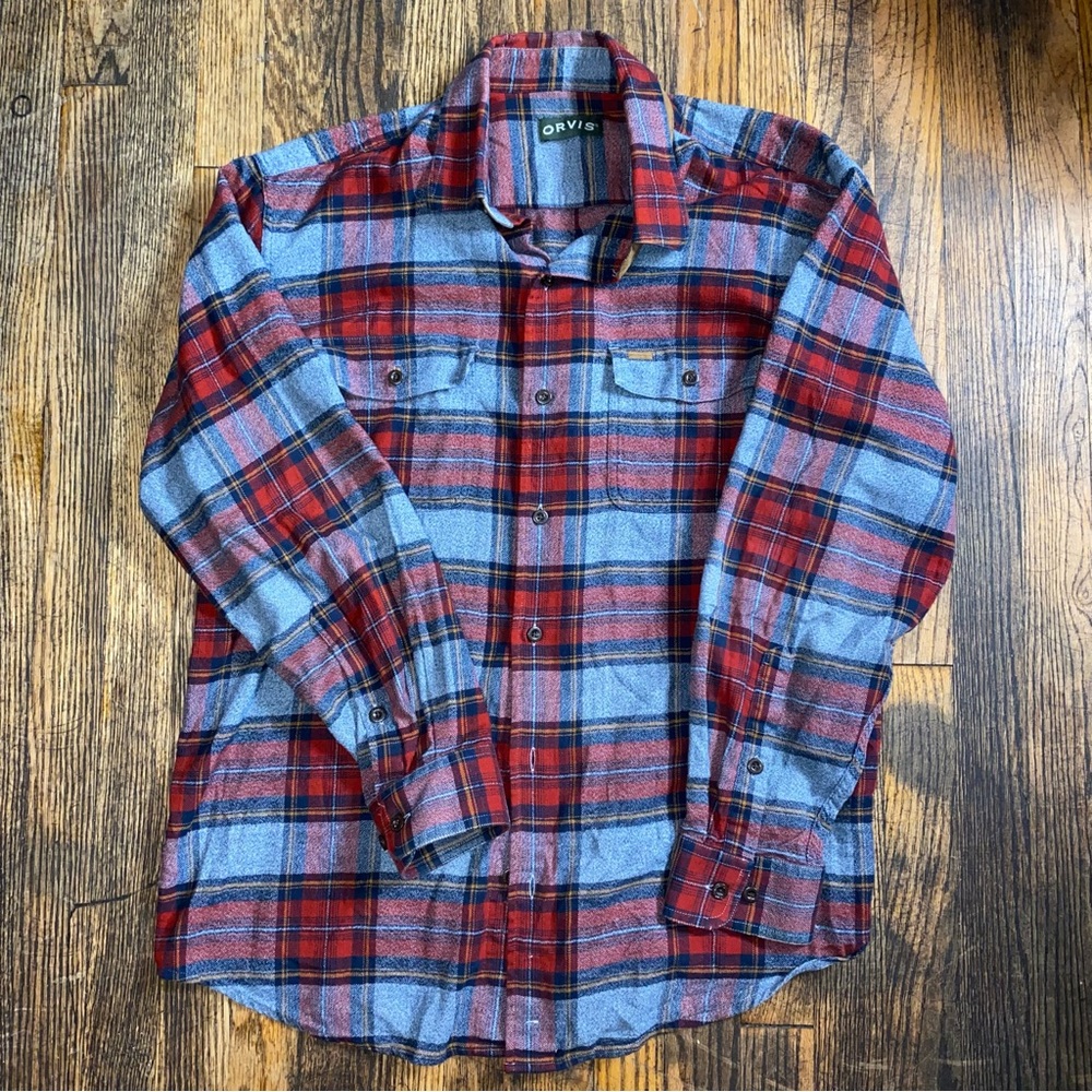 Orvis Elk Creek Jaspé Long-Sleeved Plaid Flannel Shirt size Large